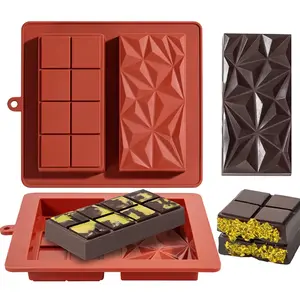 Chocolate Bar Mold Silicone Thick Chocolate Bar Mold Durable Rectangle Pistachio Dubai Chocolate Bar Break Apart Candy Molds Does not apply
