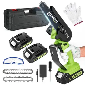 Mini Chainsaw, 20V Max Battery 6 Inch Small Chain Saw, One-Hand Handheld Electric Portable Chainsaw for Cutting Wood Trimming and Woodworking- Mini Chain Saw Cordless with 2 Batter, Chain Saw Gift for Men Dad Husband Fathers Gardener 2025