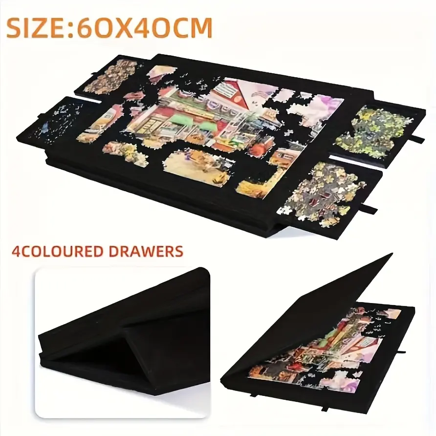Portable Lightweight Puzzle Table for 500 Pieces, with 4 Sorting Boards, Built-in Adjustable Angle Stand, Puzzle Anywhere, Weekend Leisure Essential, Felt Integrated Puzzle Board, Father's Day and Mother's Day Gift, Suitable for Friends and Family
