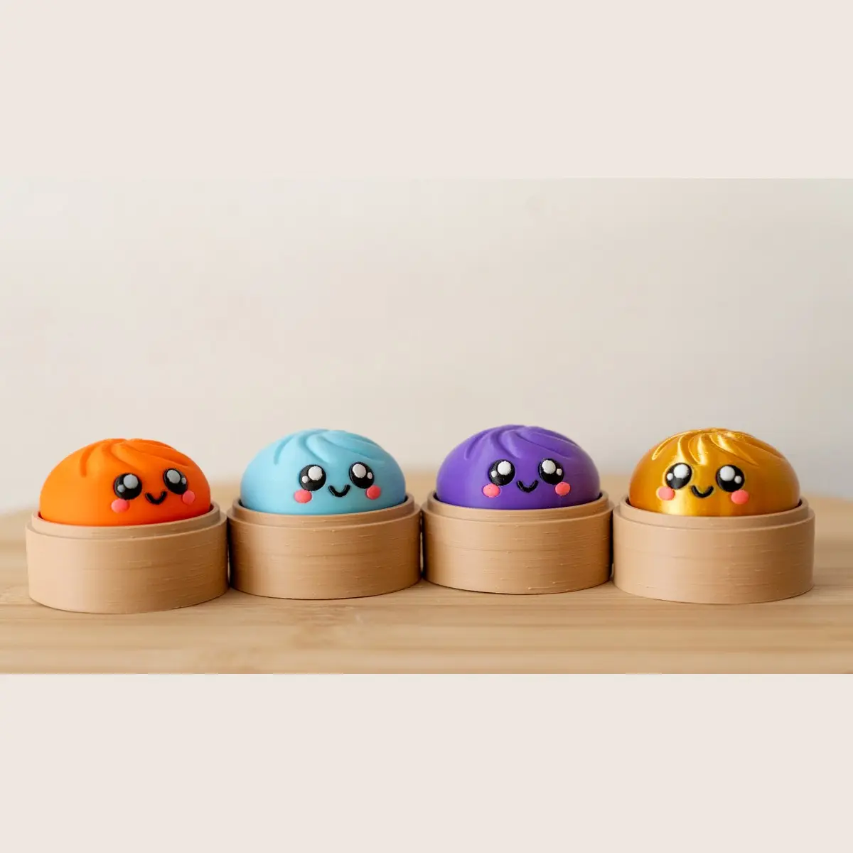 Dumpling Clicker - 3D Printed Kawaii Dumpling in Steamer Basket - Cute Sensory Desk Toy - Foodie Gift - Multiple Colors, No Assembly