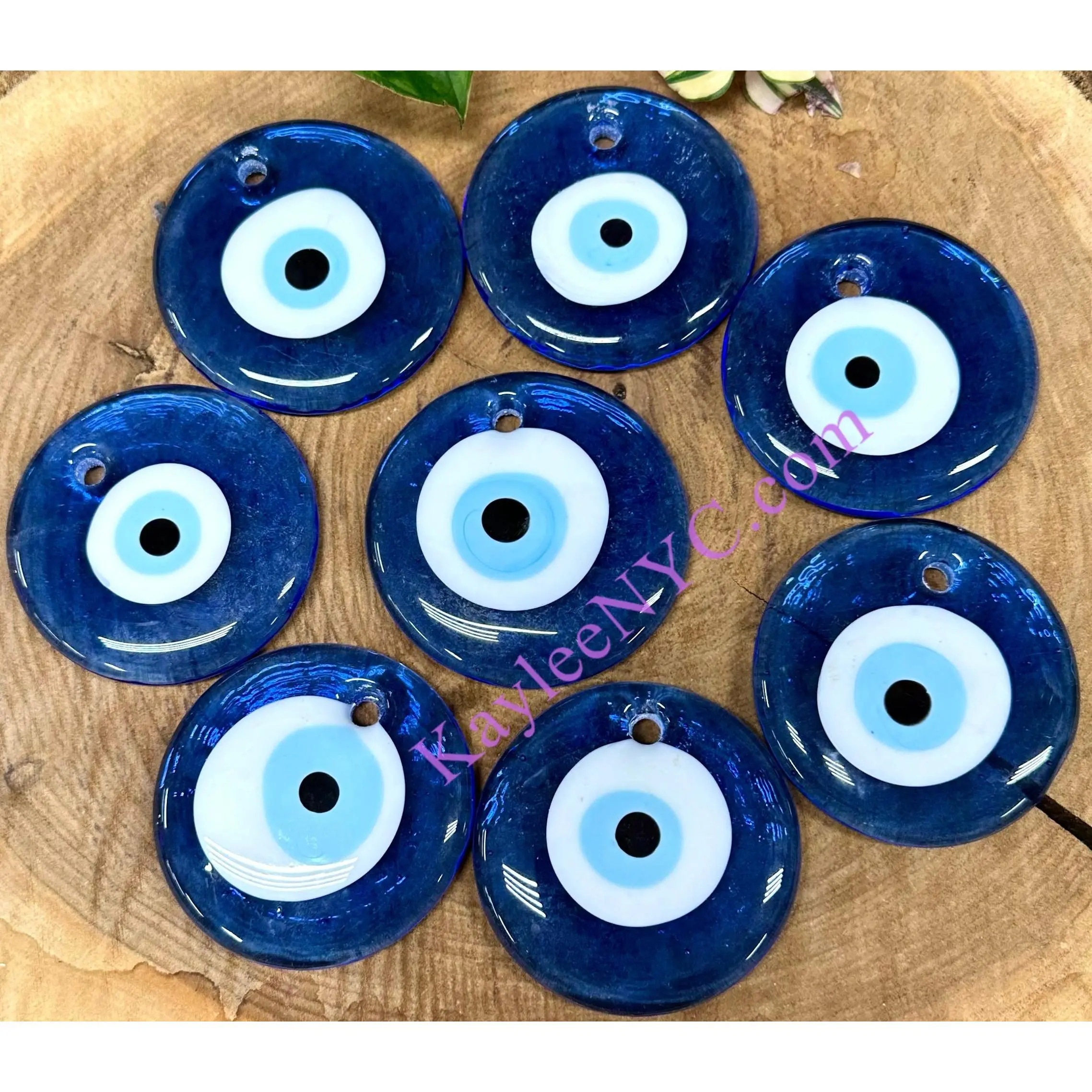 Wholesale Lot 8 Pcs Evil Eye Glass Ornaments Hand Blown