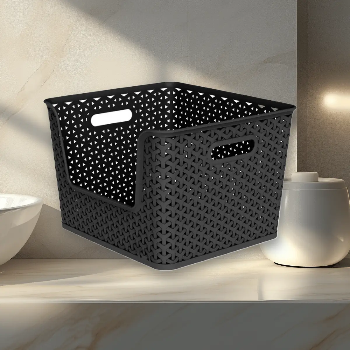 Y-Weave Easy Access Storage Bin White - White Plastic Storage Bin with ...