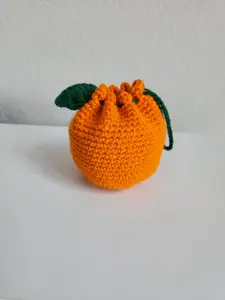 Handmade Orange Crocheted Pouch for small personal items