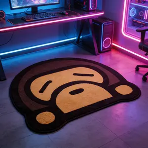 Mascot Style Floor Mat, High Elastic Anti-Slip Art Pad for Room, Japanese Trendy Bedroom Bedside Blanket, Fluffy Shag Rug