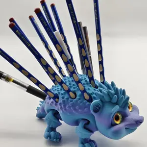 3D Printed Hedgehog Hole Pen Holder, Back Holes Fit Regular Pencils, Neutral Pens, Makeup Brushes, Fun Storage & Desktop Decoration