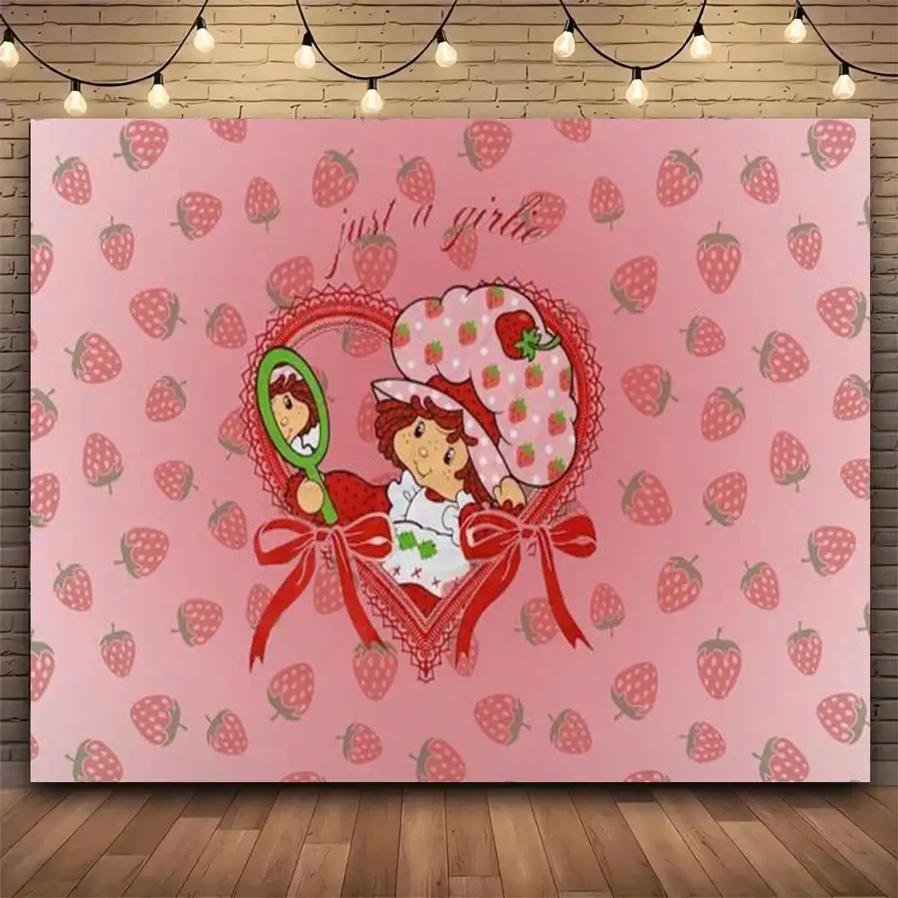 Cartoon S-Strawberry Cute S-Shortcake Tapestry Print Large Tapestry Wall Hanging Wall Tapestry  Decor Living Room Bedroom Home   bedroom decor