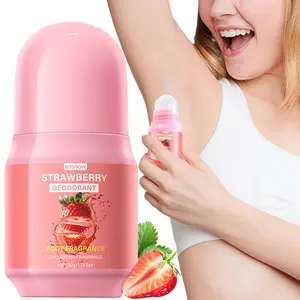 BOSNOW Strawberry Deodorant Roll-On with Vitamin C & Natural Floral Scents - 72H Long-Lasting Odor Control, All-Day Freshness, Non-Sticky, Full-Body Use, Smooth & Refreshing - 50g/1.763oz