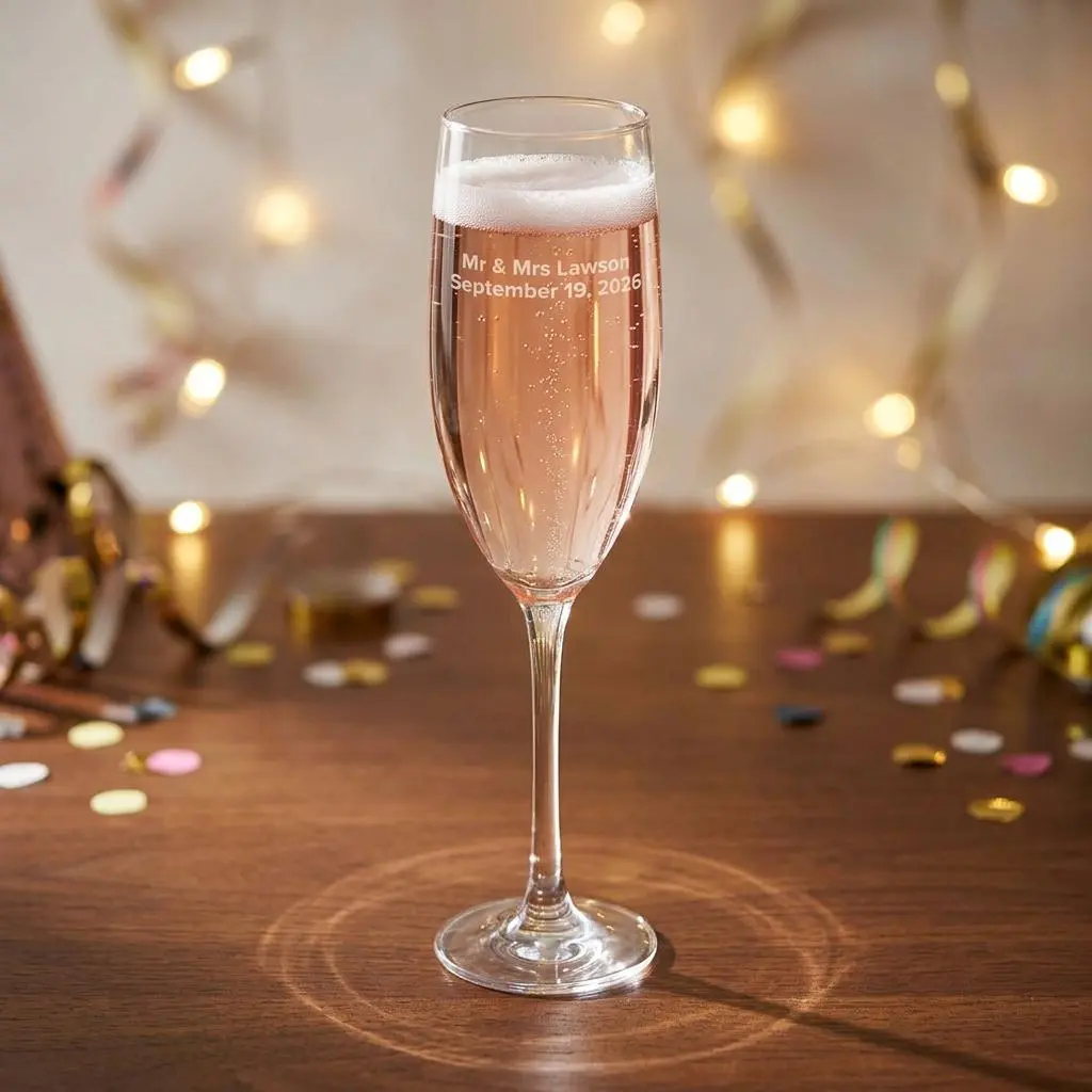 Personalized Engraved Champagne Glass, Custom Name Glass, Wedding Gift, Bachelorette, Party Glass, Birthday Gift, Bridesmaid Gift, Retirement