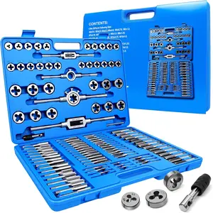 110- Metric Tap and  Set - Complete Metric Threading Tool Kit, Thread Chaser & Rethreading Set for  Internal & External Threads, M2-M18, Heavy-Duty Storage Case