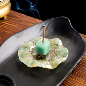 Natural Crystal Dropper Resin Reiki Stone Candle Base, Aromatherapy Cornucopia Healing Meditation Decor, Gift Box Set for Christmas & Spring, Candle Stand, Vintage Candle Stand