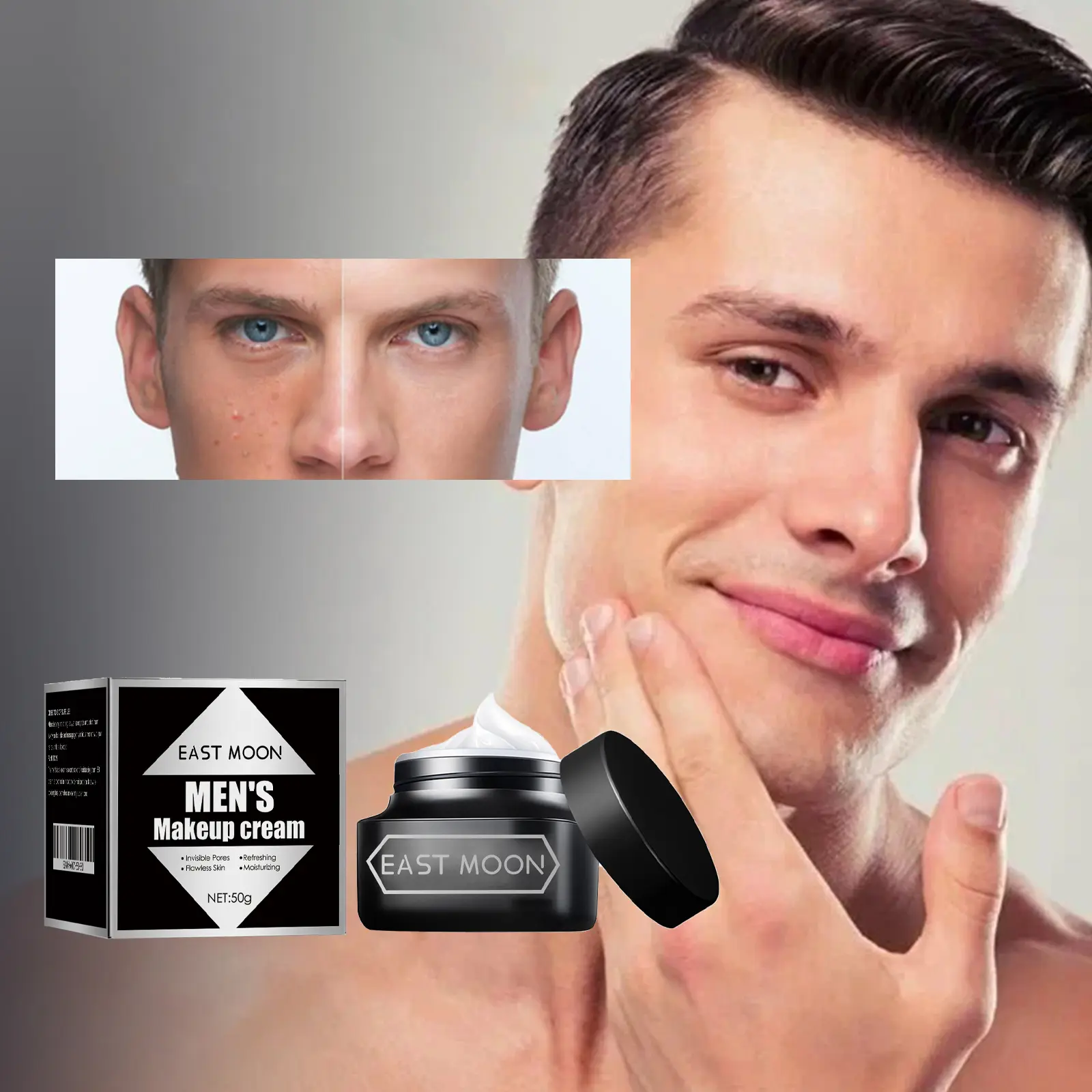 Men’s Makeup Cream Natural Concealer & Color Corrector Face Cream Makeup Cream Oil Control Water-Based, Non-Sticky, No White Cast , Ideal for Daily Commute and Casual Grooming.