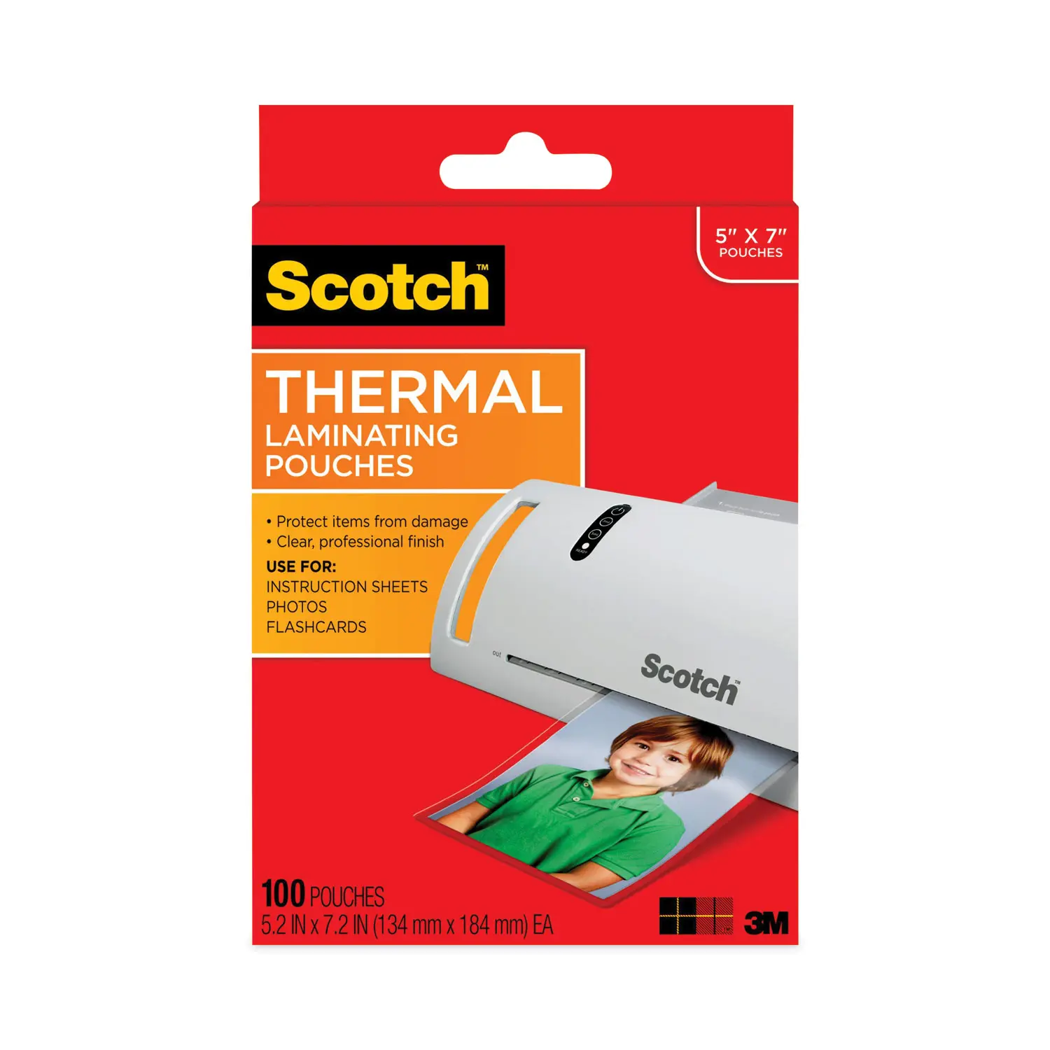 3M Thermal Laminating Pouches - 5"x7" Protective Plastic Pouch, Pack of 100 (TP5903-100)