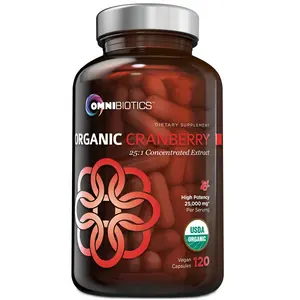 OmniBiotics Organic Cranberry Extract Supplement – 25,000mg High Potency, 120 Vegan Capsules | Urinary Tract Health, Antioxidant Support, USDA Organic, Non-GMO, Gluten-Free, 60-Day Supply