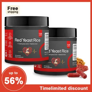 Festival Gifts DAD Red Yeast Rice 1000mg with Nattokinase & CoQ10 - Extra Strength Natto Extract Supplement for Cholesterol & Heart Support - 120 Capsules Fitness Dietary Healthcare edible health daily veg