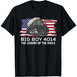 100%cotton Big Boy 4014 Vintage Steam Locomotive Railroad Train Engine T-Shirt