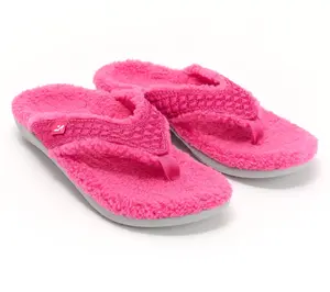 Revitalign Orthotic Memory Foam Thong Slippers- Coco Satin, Size 11 Medium, Pink