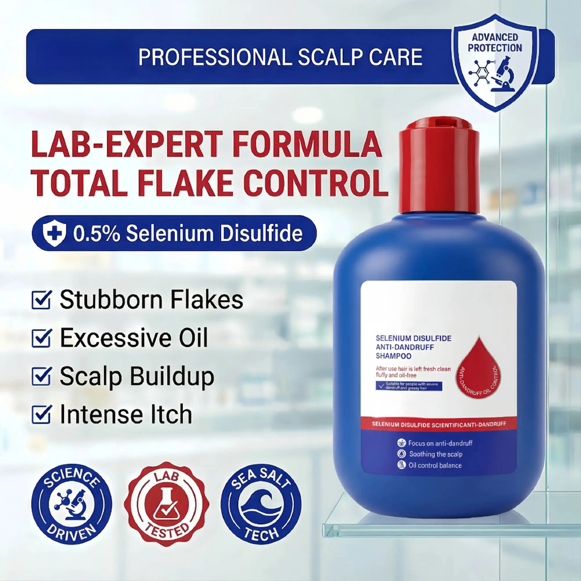 Selenium Disulfide Shampoo,Oil Control, Refreshing Anti-Dandruff & Anti-Itch Scalp Cleanser Shampoo 120ML for Men and Women, Gentle Comfort Cleansing Conditioner Hair Care