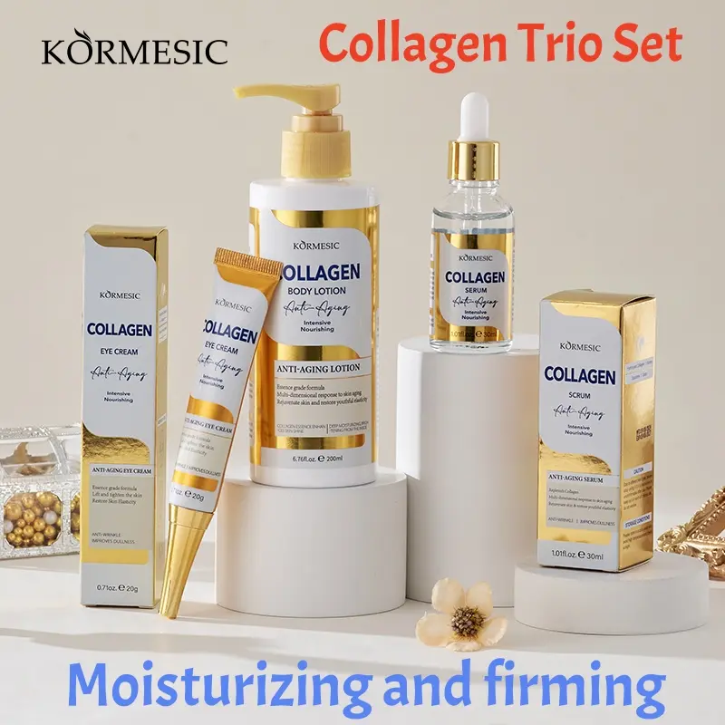 Collagen Skincare 3-Piece Set - Anti-Aging Hydrating Face Serum, Eye Cream, Body Lotion Moisturizer for Morning Routine Glow Up, Radiant Skin Body Care Products, Female, Skin Transformation