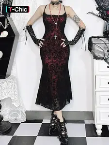 Women's Cross & Skull Print Contrast Lace Bow Decor Mermaid Dress, Elegant Adjustable Strap Cami Dress for Party Holiday Wedding Guest, Ladies Fall Clothes, Bodycon Fit Dress