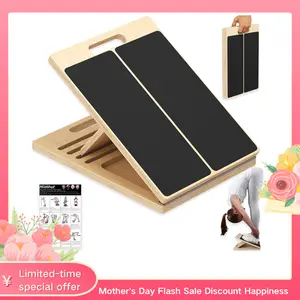 Portable Wooden Slant Board for Calf Stretching,Adjustable Incline Calf Stretcher and Squat Wedge for Exercise, Physical Therapy and Ankle Mobility,for Knees, Feet and Achilles Support