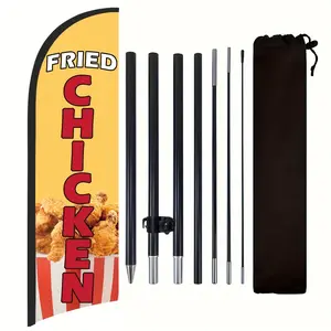 Chicken Flag for Business, 9.18FT Outdoor Advertising Swooper Banner with Pole and Ground Stake – Tear-Resistant Polyester Feather Flag for Shops, Events & Promotions