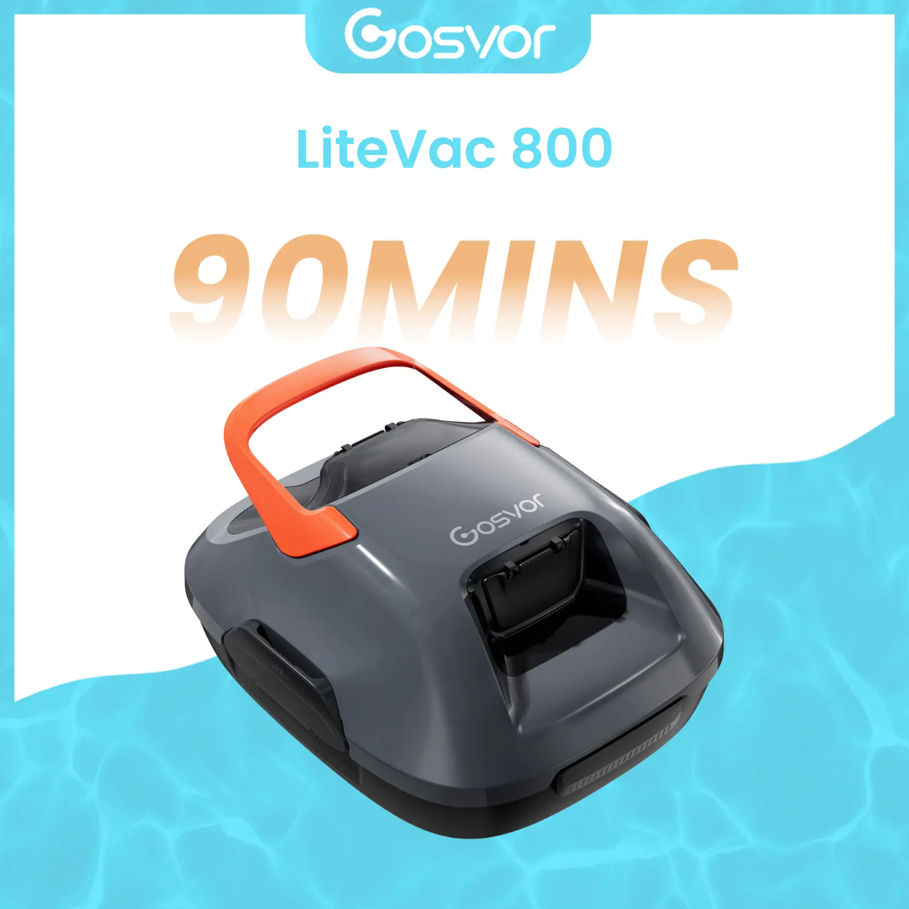 【Flat Bottom ONLY】Cordless Robotic Pool Cleaner, Lasts 90 Min, Automatic Vacuum for Above-Ground Pools up to 860 Sq.ft, Pool Vacuum, Portable, Self-Parking #smartliving