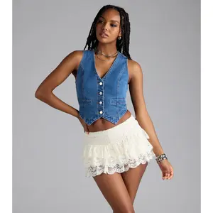 Hometown Cutie Button Denim Vest