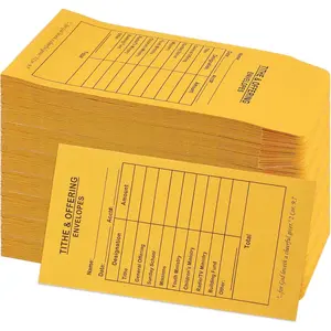 200 Pcs 6.5 x 3.5 Inch Golden Paper Church Tithe Offering Donation Envelopes for Tithing Checks and Cash