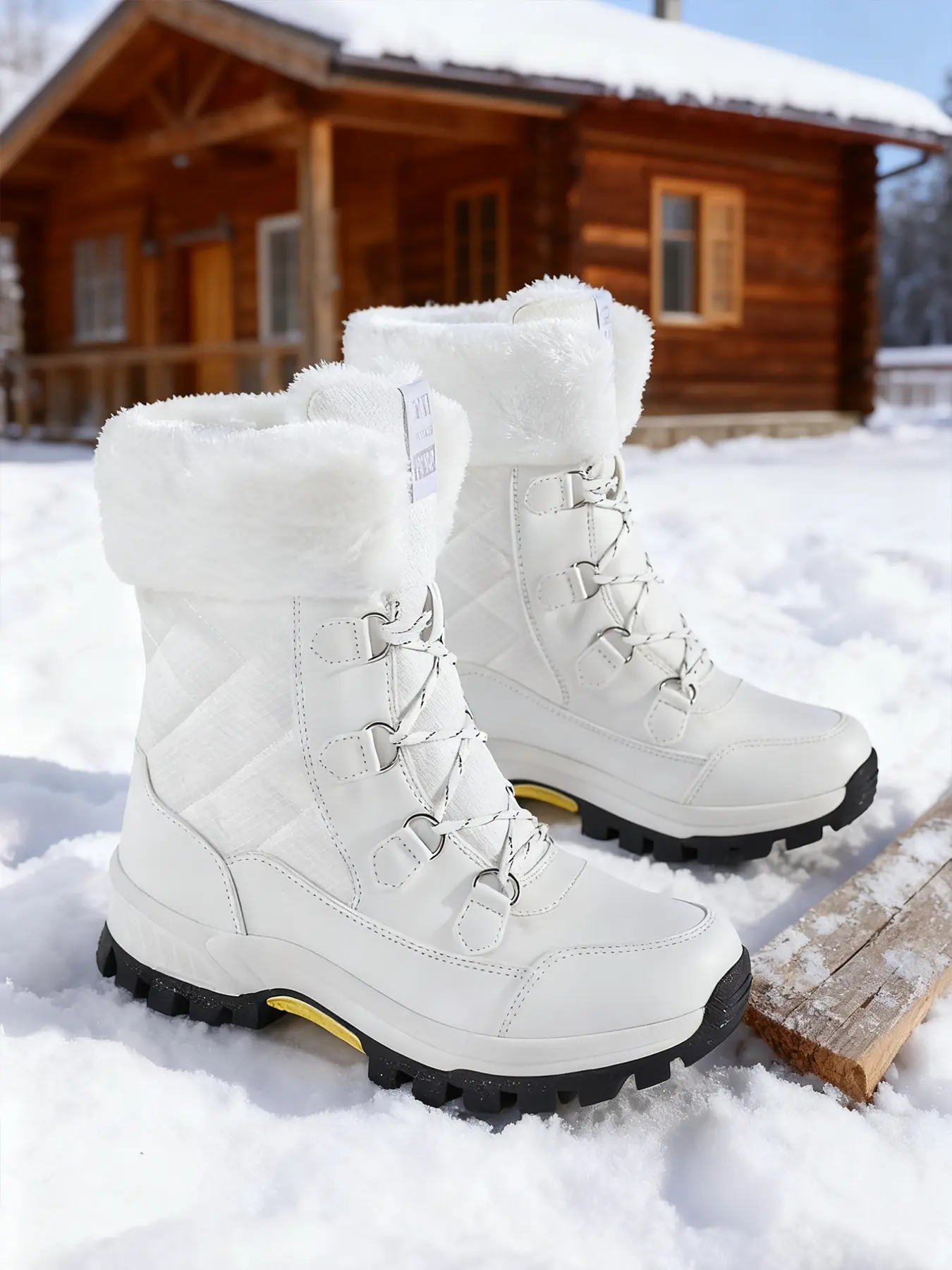 Men's High-Quality Winter Outdoor Snow Boots, Winter Shoes, Waterproof Walking Comfort Hiking Boots, Fuzzy Mid-Calf Warm, Suitable for Outdoor Sports