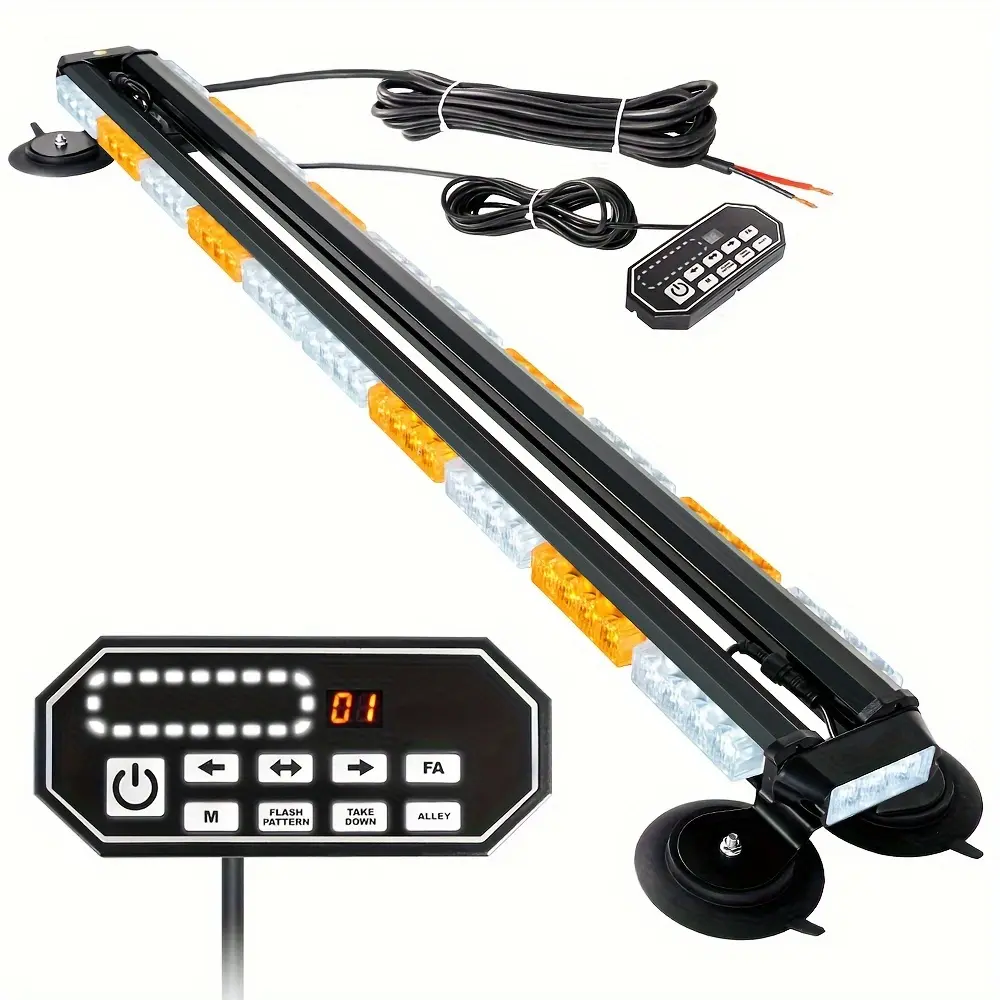 48 Inch Amber White LED Work Light Bar with Control Double Side 86 LED Work Light with 28 Strong Magnets Safety Lights for Snow Plow Trucks Vehicles