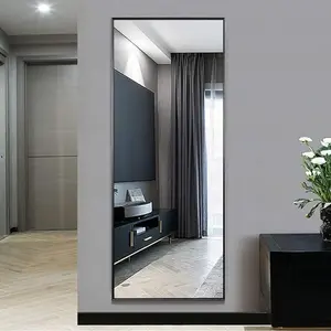 Floor Standing Mirror,Wall Mirror with Stand Aluminum Alloy Thin Frame,Full Length Mirror Wall Mirror 76"x21"/64"x 21"/59"x 16" Arched or Right Angle Gold Standing Mirror,Rounded corners Mirror Aluminum Alloy Frame Full Body Mirror for Living Room Bedroom