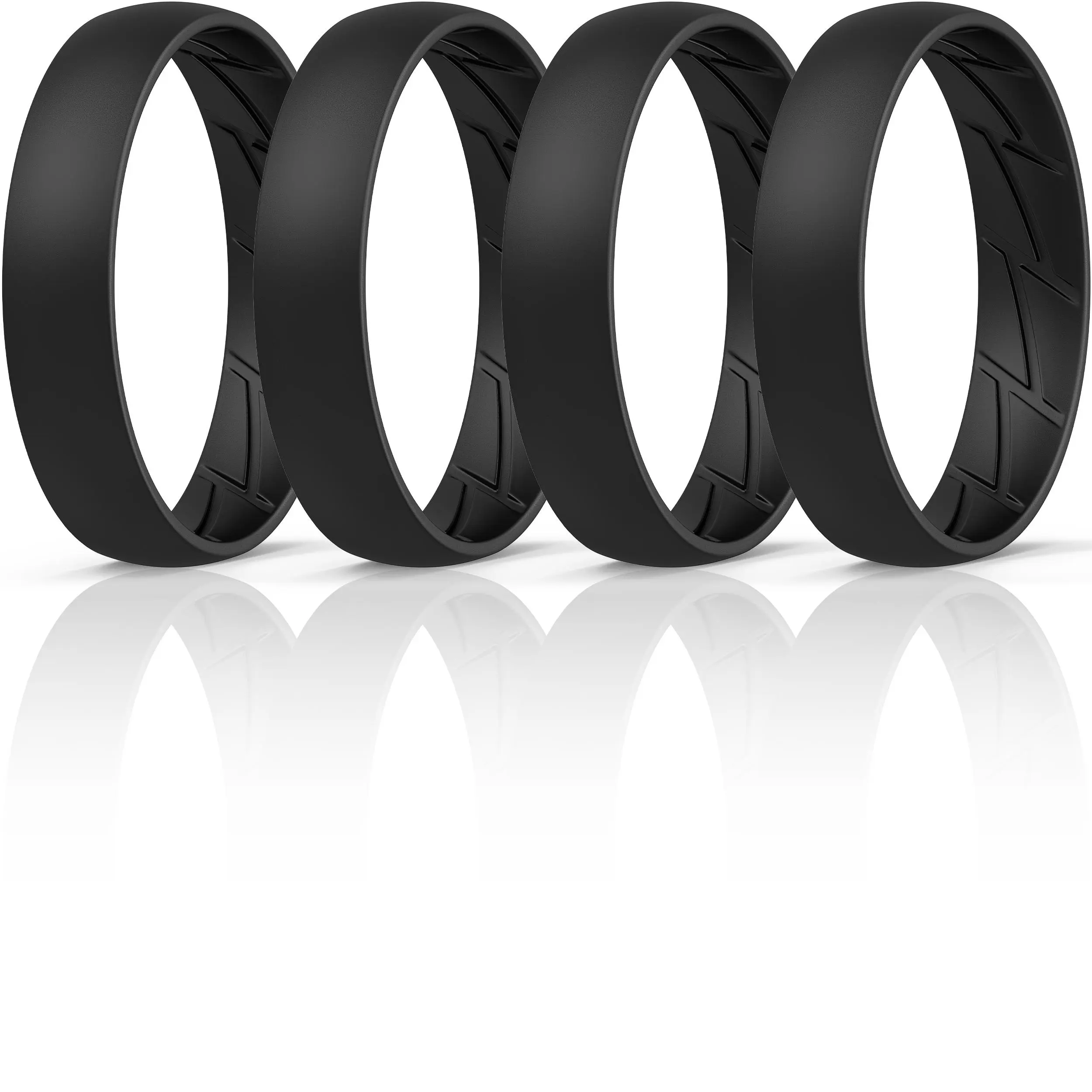 ThunderFit Silicone Rings for Him and Her, Narrow (4mm) & Wide (8mm) Rubber Engagement Bands Unisex - 1/4/7 Variety Multipack