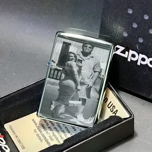 Zippo Green Metal Zippo Lighter with Custom Engraved Photo & Text Personalized Options Available Unique Gift High-Quality Engraving Secure Shipping