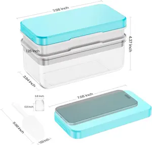 Ice Cube Tray with Lid and Bin, PHINOX 56 pcs Ice Trays for Freezer, Ice Cube Trays for Freezer with 2 trays, Container, Lid & Ice Scoop, BPA Free