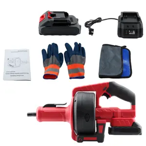 HOLYEVER Cordless Electric Drain Auger, Auto-Feed Drain Snake with Replaceable Cable, 2.0Ah Battery, Charger & Gloves – For Kitchen, Bathroom & Shower Pipes