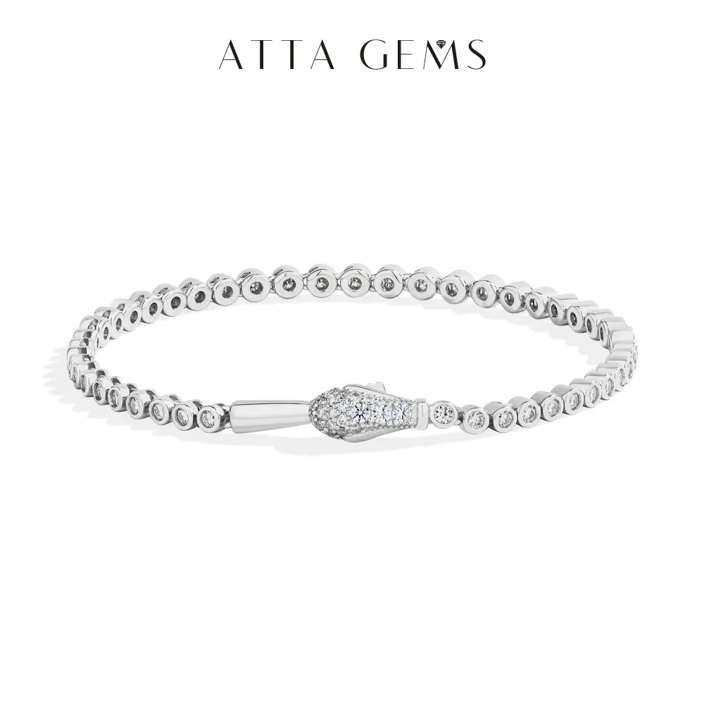 ATTAGEMS Bubble with Snake Element Lab-Created Moissanite Bracelet for Women 925 Sterling Silver Bracelet Engagement Anniversary Fine Jewelry B061, Perfect Anniversary summerwins