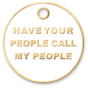 Call My People Tag - Cool Pet ID Tag with Free Engraving, 30mm x 30mm, Zinc Alloy Finish, Steel Ring Included, Stylish and Durable for Pet Owners.