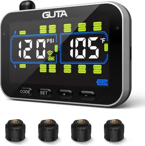 GUTA Trailer Tire Pressure Monitoring System, RV Tire Pressure Monitor with 6 Alert Modes, Power Saving Mode, Large Color Display, Long Sensing Distance, 0-188PSI TPMS for RV Trailer Semi