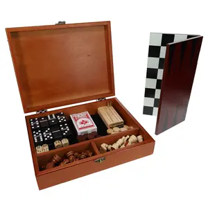 WE Games 7-in-1 Combination Game Set - Chess, Checkers, Backgammon, Cribbage, Dominoes Cards & Dice