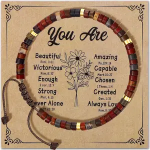 MILACOLATO Beaded Bracelets for Women Men Handmade Natural Stone Bracelets Adjustable Boho Crystal Bracelet Womens Friendship Bracelet Jewellery Inspirational Motivational Gifts