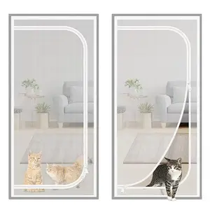 1 piece, U-shaped zipper screen window, Zipper doors, Self-adhesive and reusable mosquito nets for windows, anti-mosquito window screens, tulle, washable mesh, Invisible Black Fiberglass Against Mosquitoes