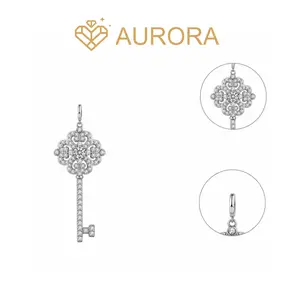 【#197 Eternal Key】Moissanite necklace with 925 Sterling Silver High Quality with Daily Gift Auspicious necklace Synthetic Moissanite