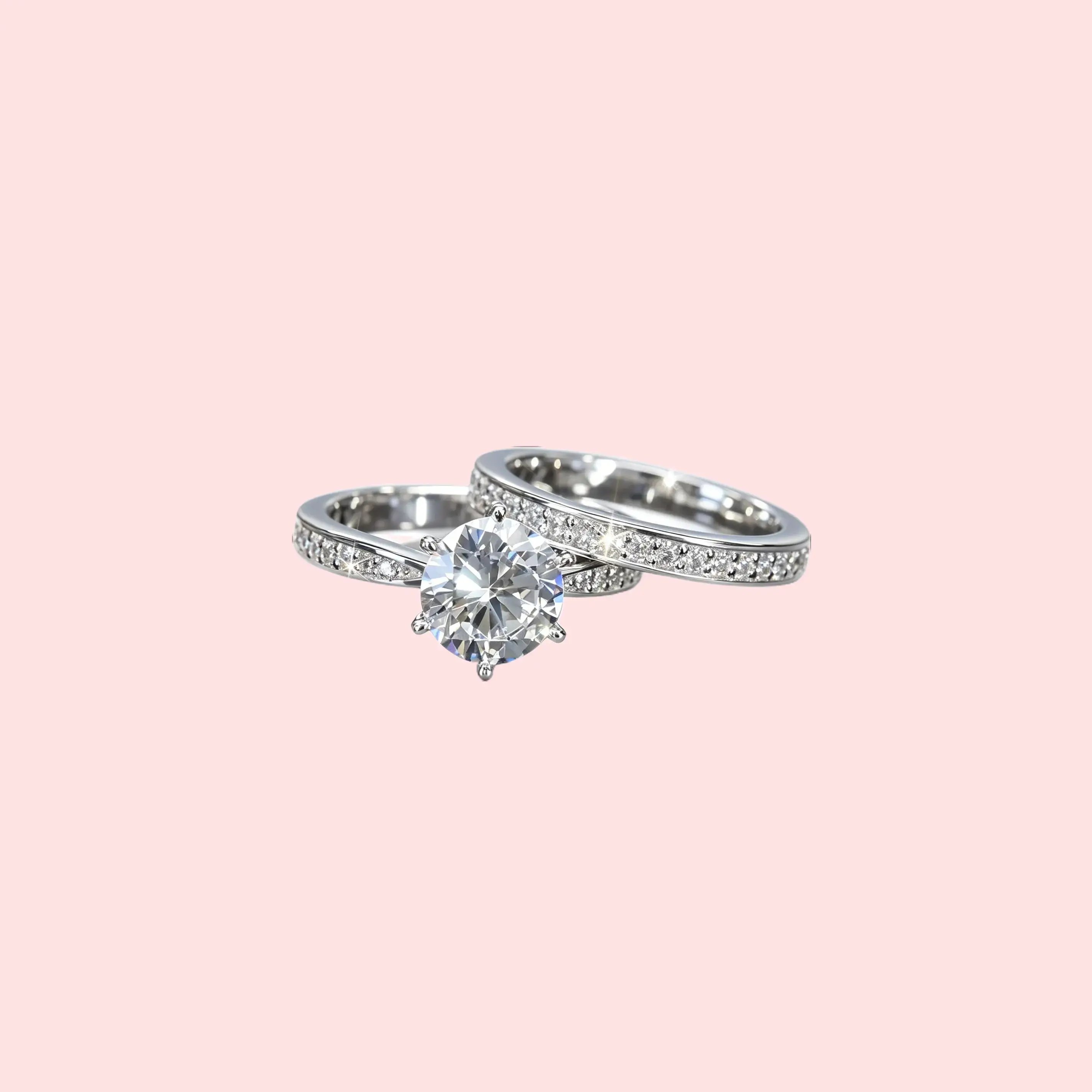 Minimal Luxury Silver Brass Zircon Engagement Ring Set for Proposal, Wedding Anniversary Wear