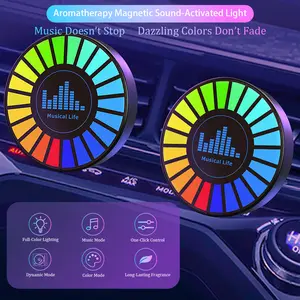 Scented round RGB voice-controlled light, rechargeable voice-activated music rhythm ambient lamp, suitable for home, car, gaming room, and party decoration