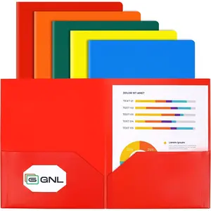 Plastic Folders with Pockets, Pack of 5, Colored Heavy Duty 2 Pocket File Folders Letter Size, Pocket Folders Ideal for School, Home and Office