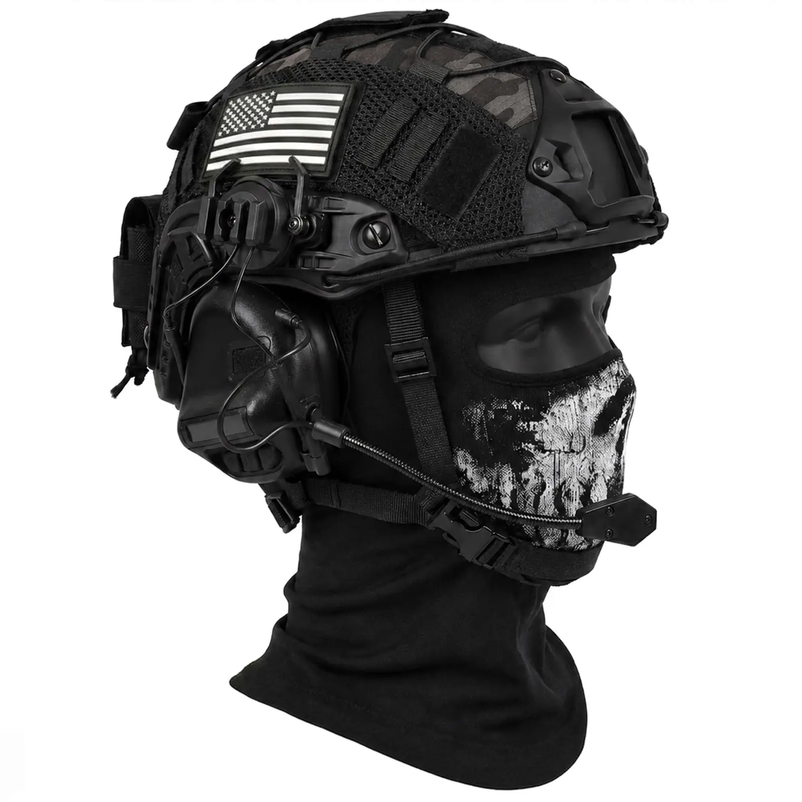 Unisex 4-in-1 Tactical Headset Set - Protective Gear, Tactical Equipment, Adjustable Dial, Helmet Cover, Counterweight Bag for Helmet Fit, Sporty Protective Gear for Hiking/Light Outdoor Activities