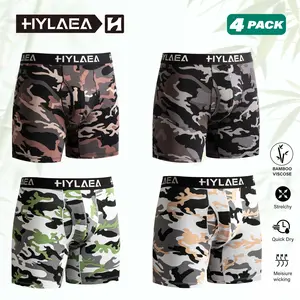 Hylaea Men's Bamboo ComfortSoft Underwear, Moisture Wicking & Breathable No Ride Up Boxer Briefs with Fly, Multipack