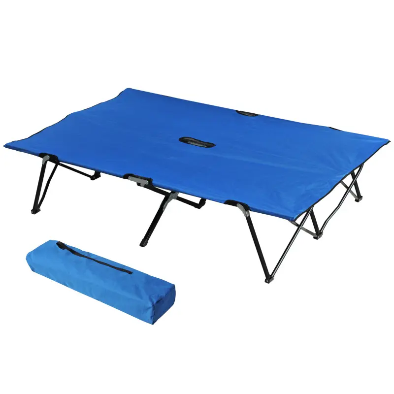 2 Person Lightweight Folding Camping Cot for Adults, 50" Extra-Wide Steel Frame Outdoor Sleep Bed, 300lb Capacity Portable Elevated Cot with Carry Bag for Camping, Beach