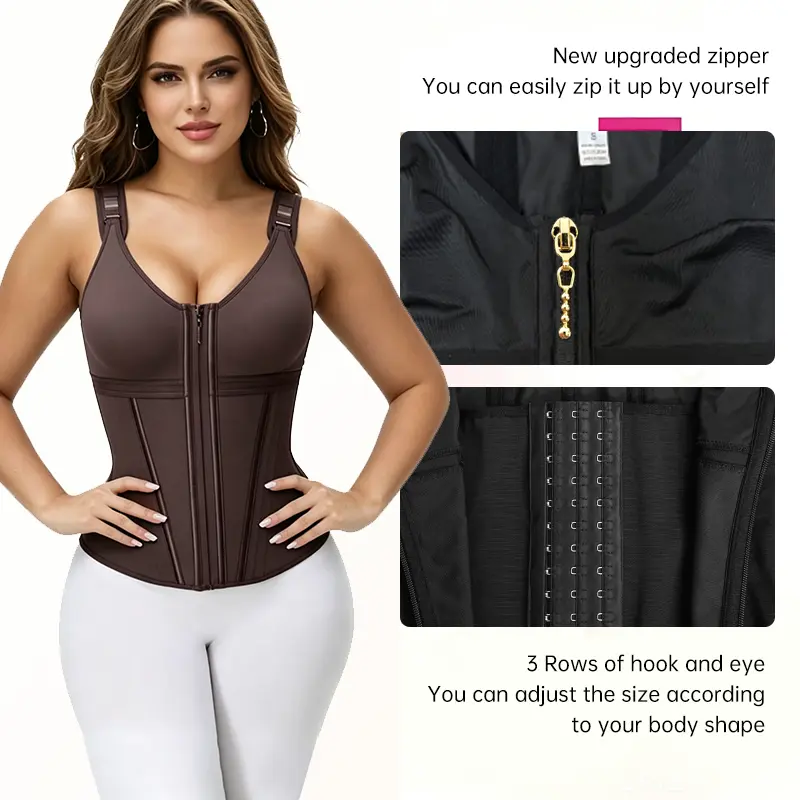 Women Zip Front Waist Trainer with Built-in Bra, Tummy Control Cincher  Postpartum Recovery Waist Trainer with Built-in Bra, Abdomen Compression Shaper  Adjustable Strap Waist Trainer Corset with Built-in Bra for Women, Hourglass Shaper Fit Curvy