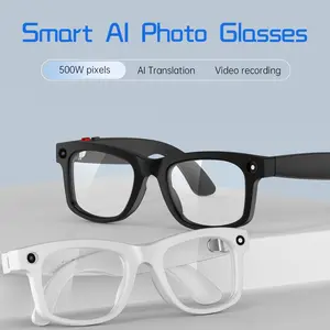 Ai Smart Glasses with 5mp Camera, Open Earbud Audio, Voice Assistant Support, Non-Color Changing, Lithium Ion Battery, Aimb-S2max Model, Wearable Smart Glasses, Multifunctional Smart Glasses